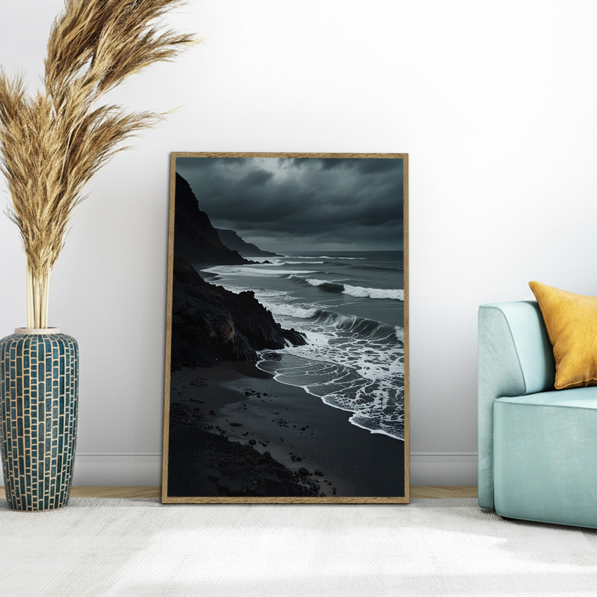 “Midnight Tide” – Moody Ocean Wall Art | HD Metal Print