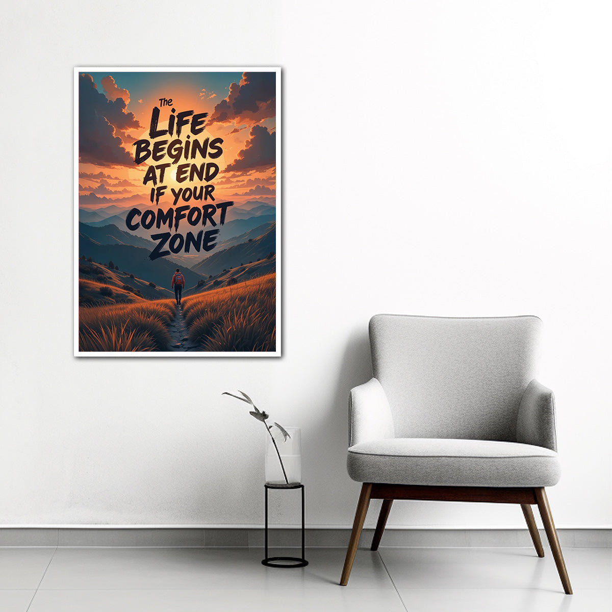 Life Begins Beyond Comfort – HD Metal Inspirational Wall Art