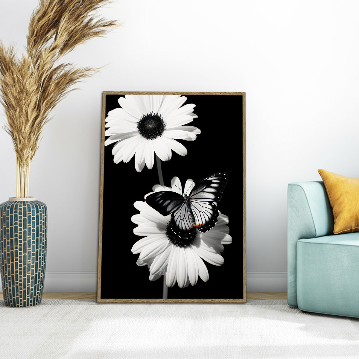 “Grace in Bloom” – Butterfly & Daisy Metal Wall Art