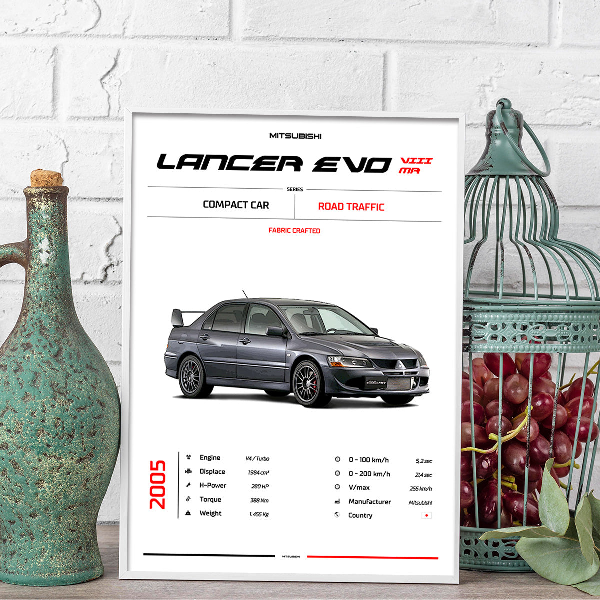 Mitsubishi Lancer Evo VIII MR Metal Wall Art