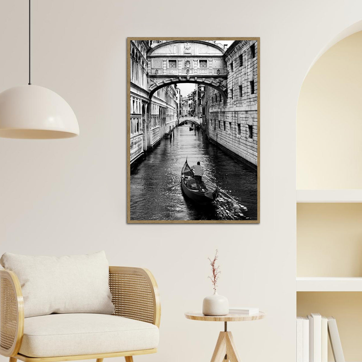 “Venetian Serenity” – Black & White Gondola Metal Wall Art