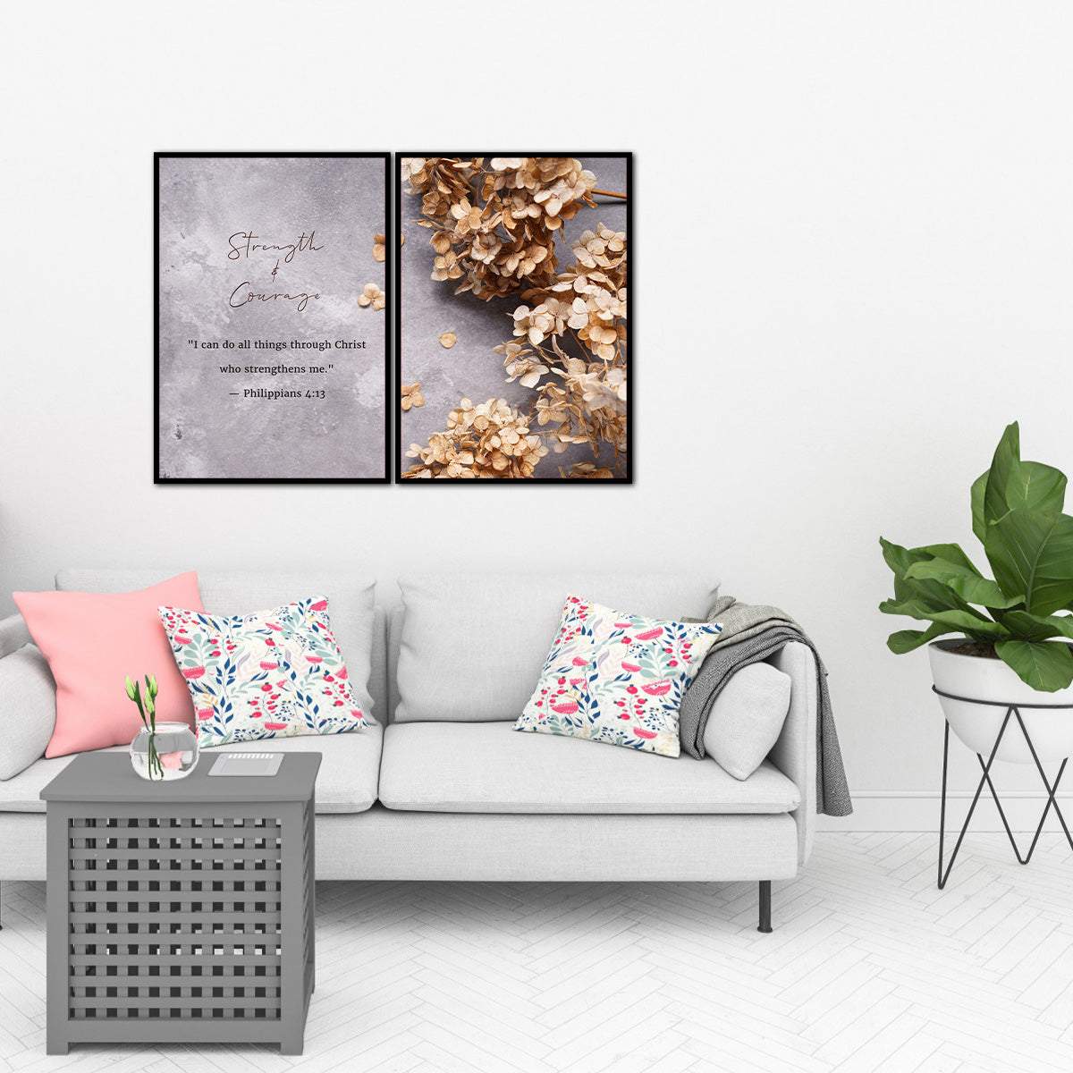 Philippians 4:13 Inspirational Christian - 2 Panel Metal Wall Art