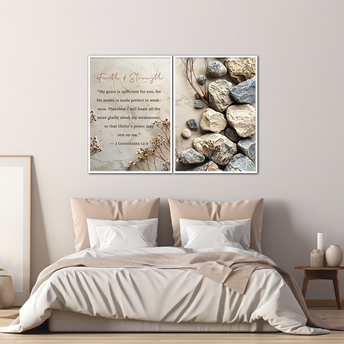 Grace in Weakness – 2 Corinthians 12:9 - 2 Panel Metal Wall Art