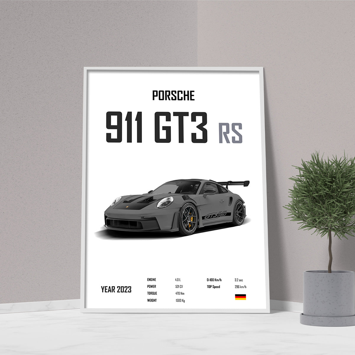 Porsche 911 GT3 RS Metal Wall Art
