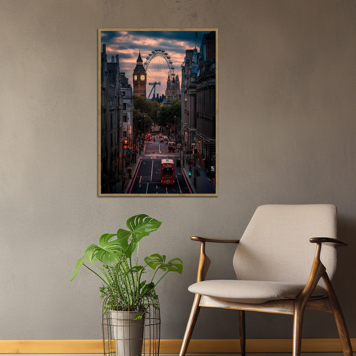 “Evening in London” – Big Ben & London Eye Metal Wall Art