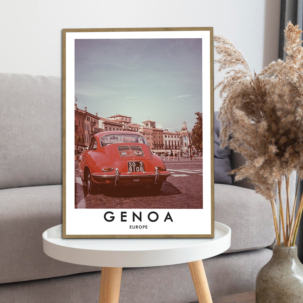 Genoa Italy Wall Art – Vintage Red Car HD Metal Print