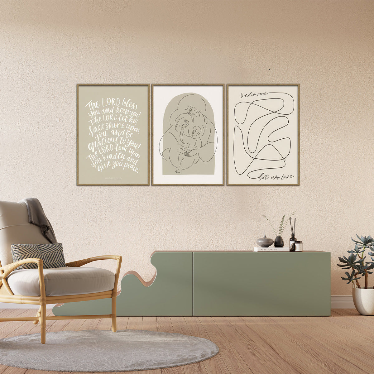 “Blessed & Beloved” – 3-Panel Christian Metal Wall Art