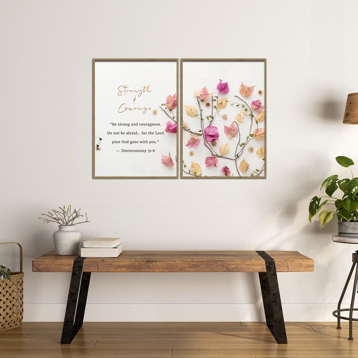 Strength & Courage – Deuteronomy 31:6 - 2 Panel Metal Wall Art