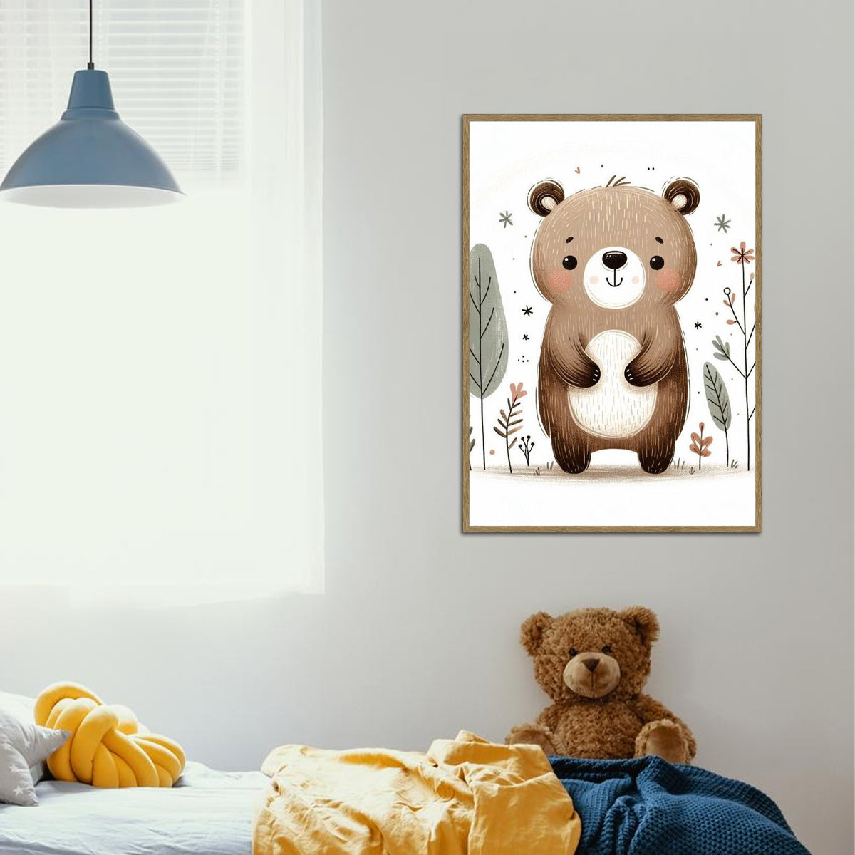 Cute Baby Bear Nursery Metal Wall Art
