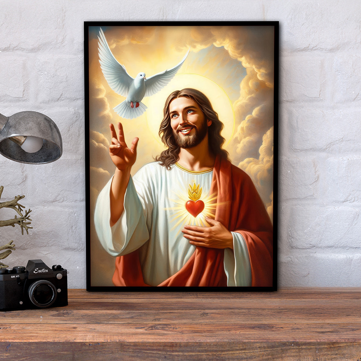 Sacred Heart & Holy Spirit – Faith and Peace Christian Metal Wall