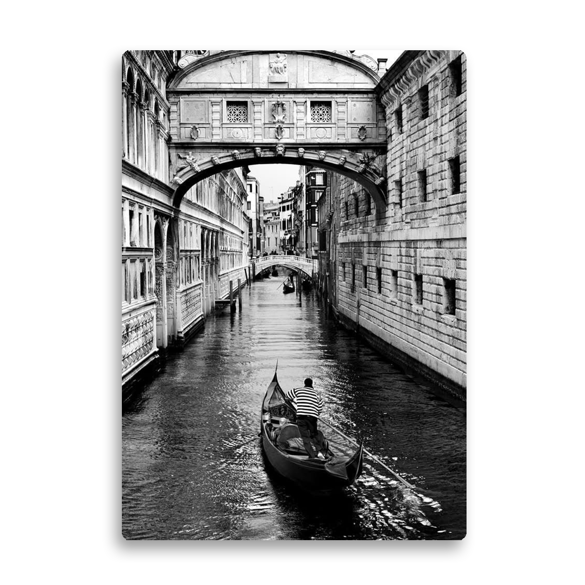 “Venetian Serenity” – Black & White Gondola Metal Wall Art
