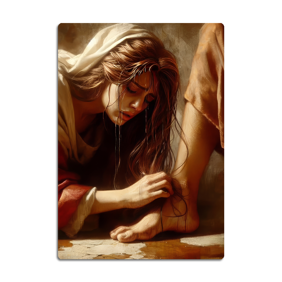 “The Anointing at His Feet” – Christian Metal Wall Art