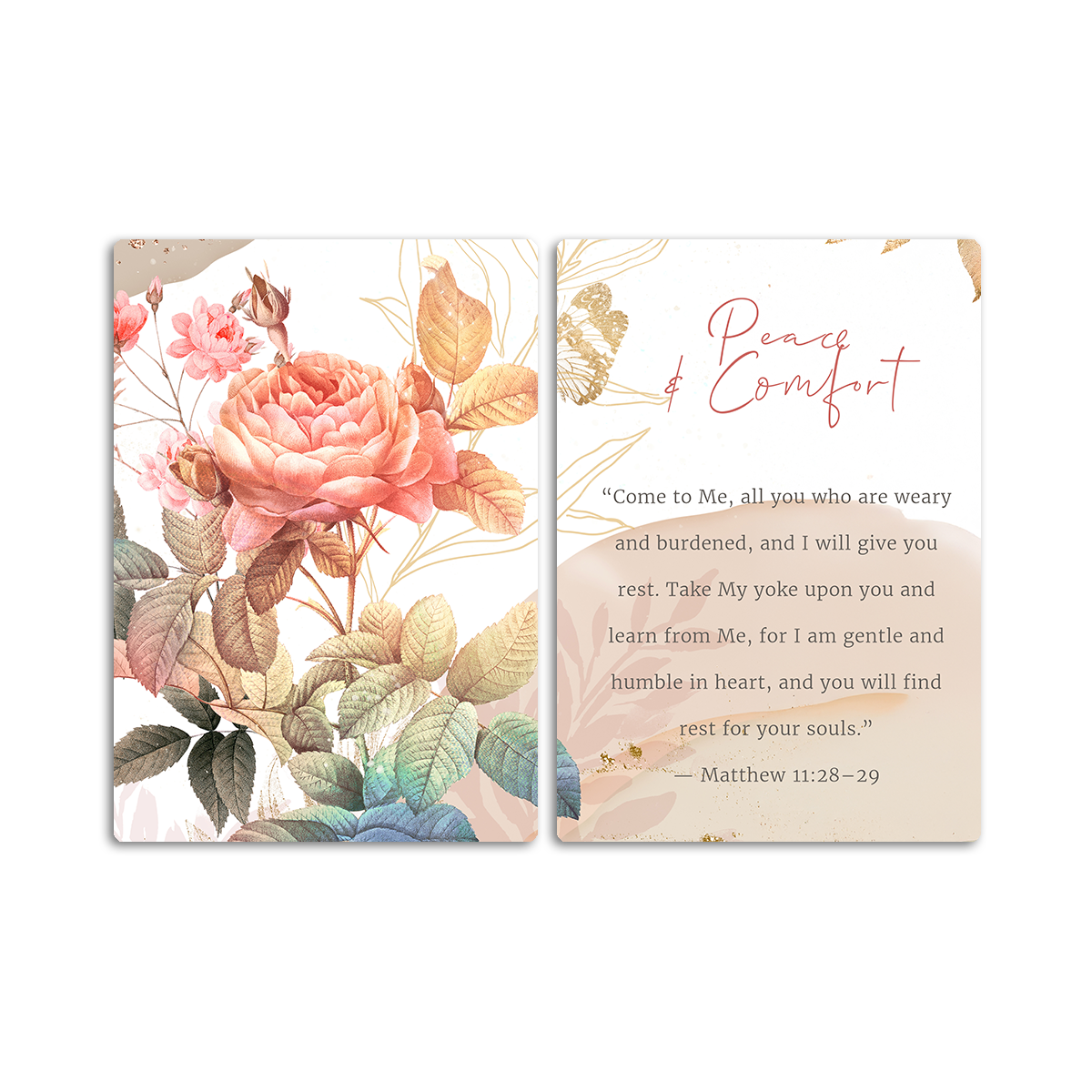 “Peace & Comfort” – Floral - 2 Panel Metal Wall Art