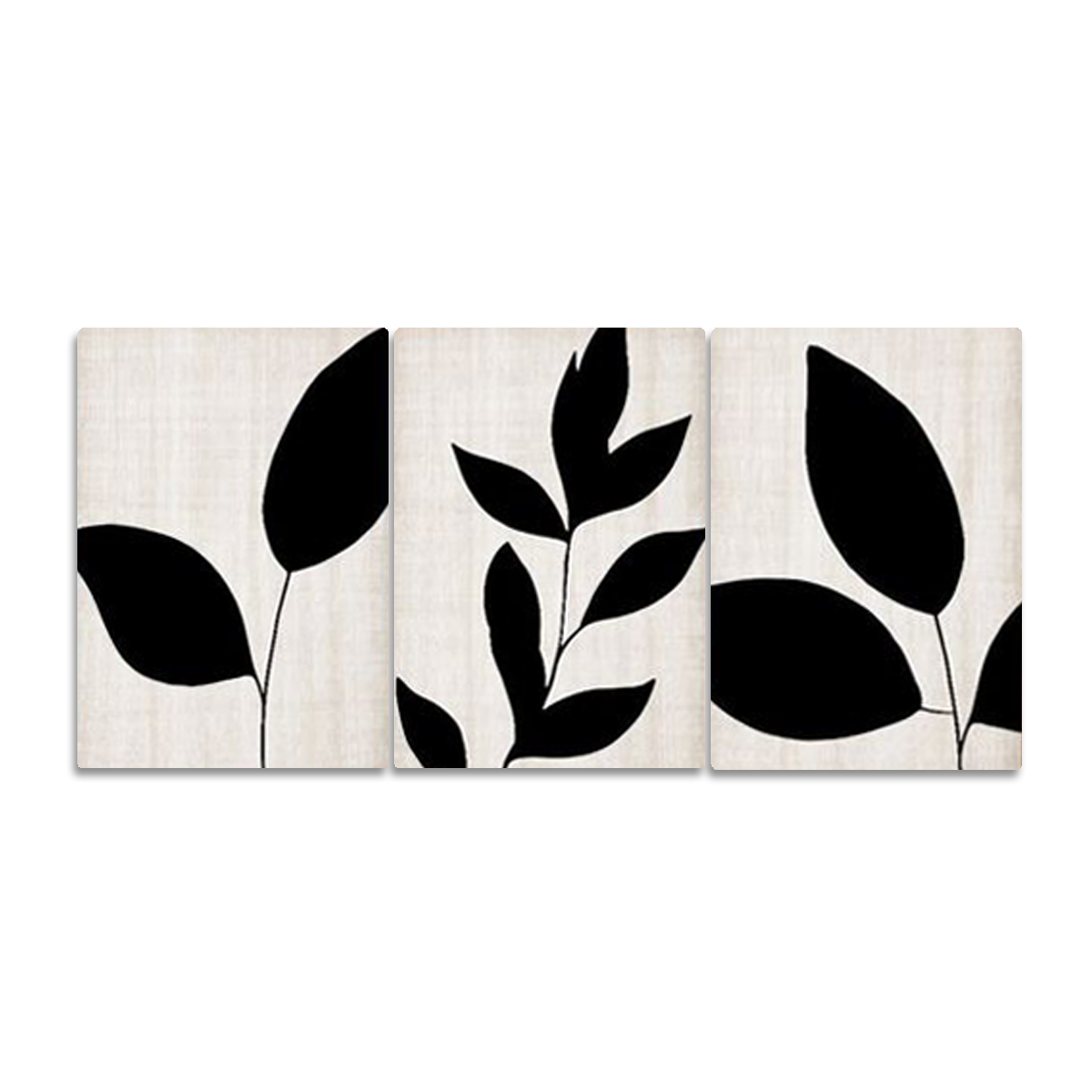 "Monochrome Serenity" – 3-Panel Abstract Floral Metal Wall Art