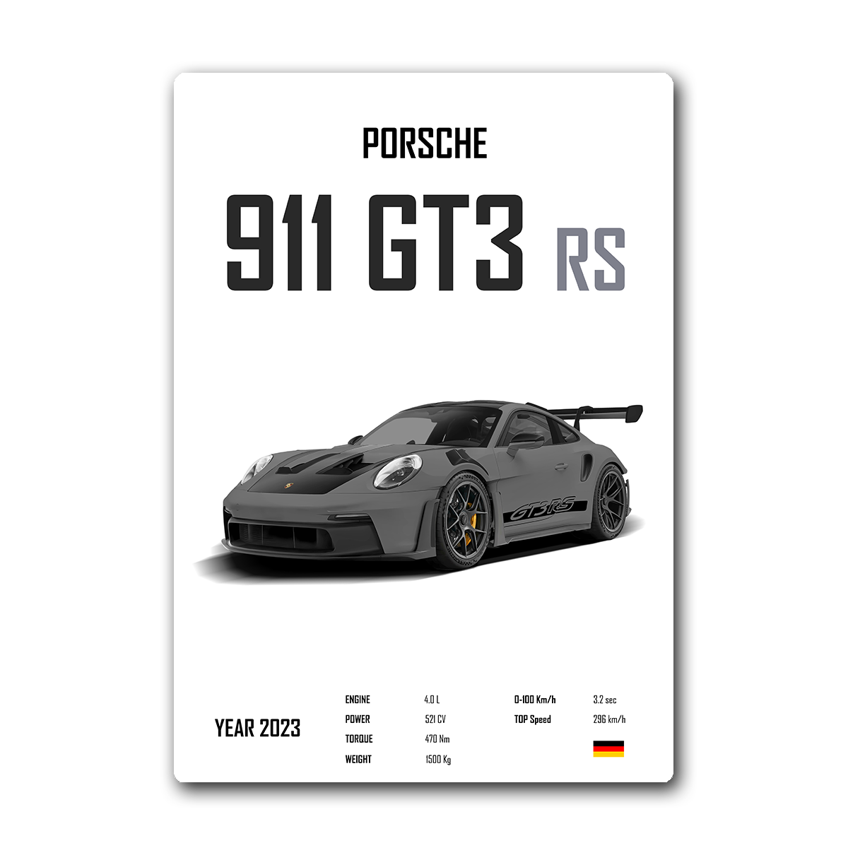 Porsche 911 GT3 RS Metal Wall Art