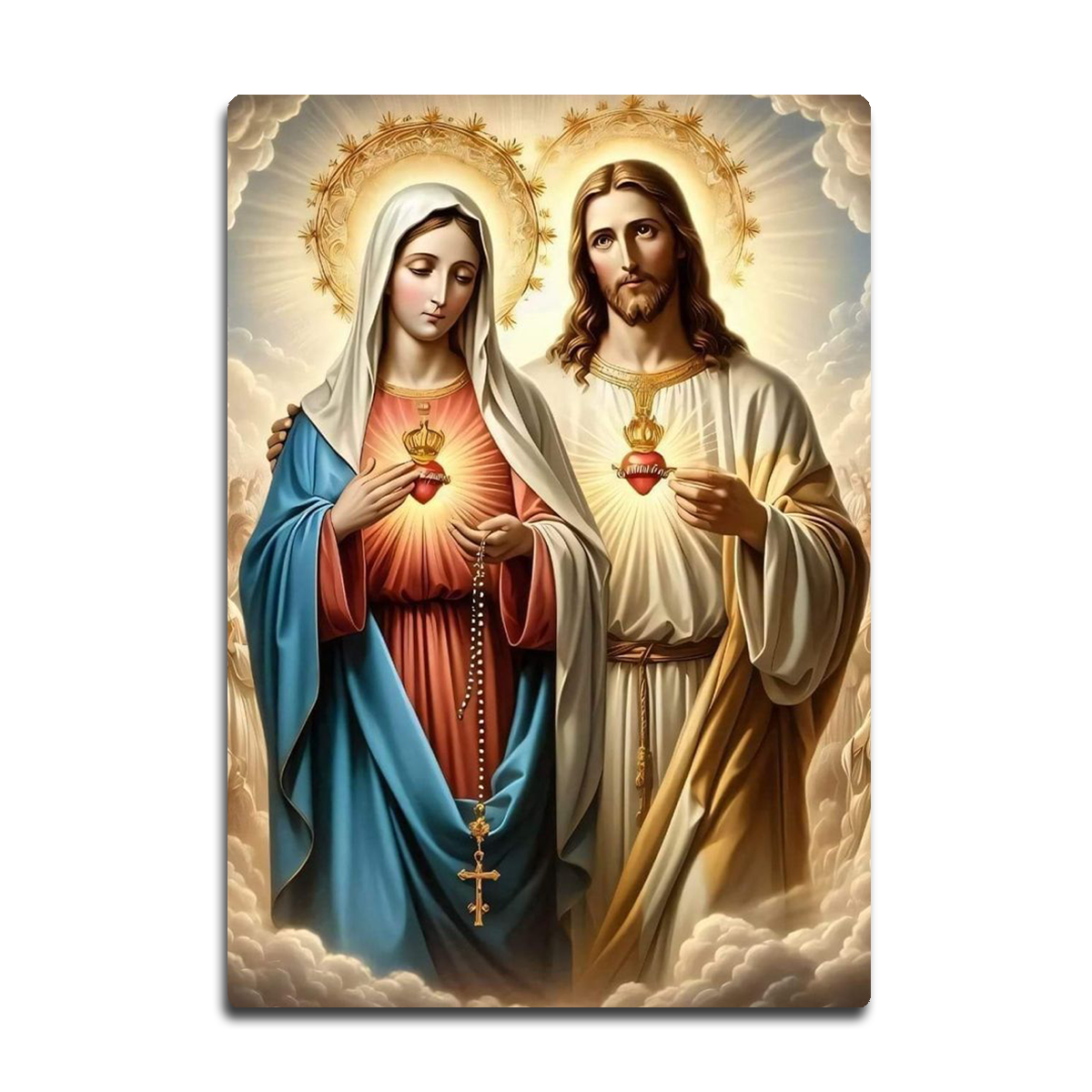 Sacred Hearts of Jesus and Mary – Divine Love HD Metal Wall Art