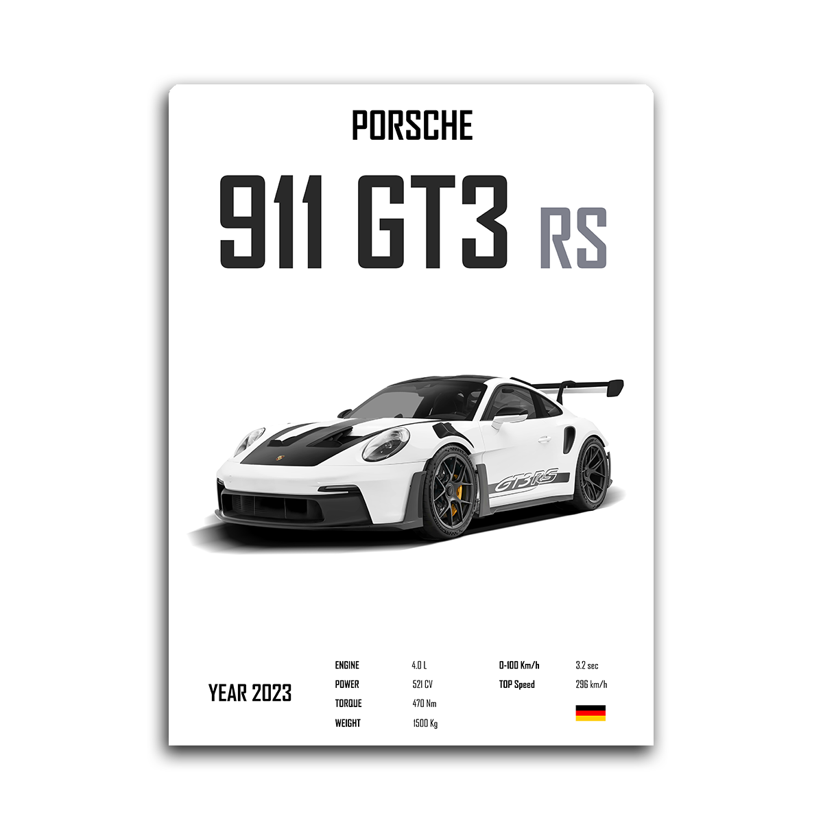 Precision and Power: Porsche 911 GT3 RS Metal Wall Art