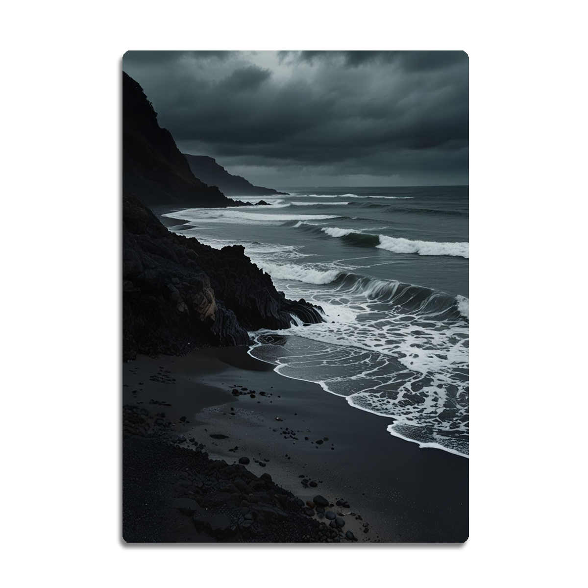 “Midnight Tide” – Moody Ocean Wall Art | HD Metal Print