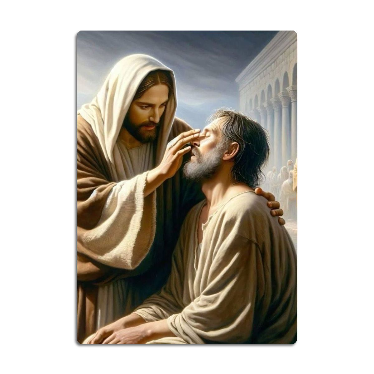 “Healing Touch” – Jesus Healing the Blind Metal Wall Art