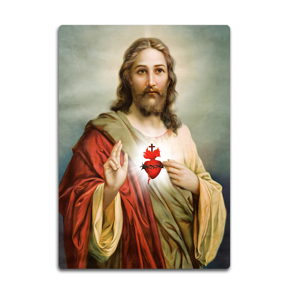 Jesus Christ Sacred Heart – Faith & Light Metal Wall Art