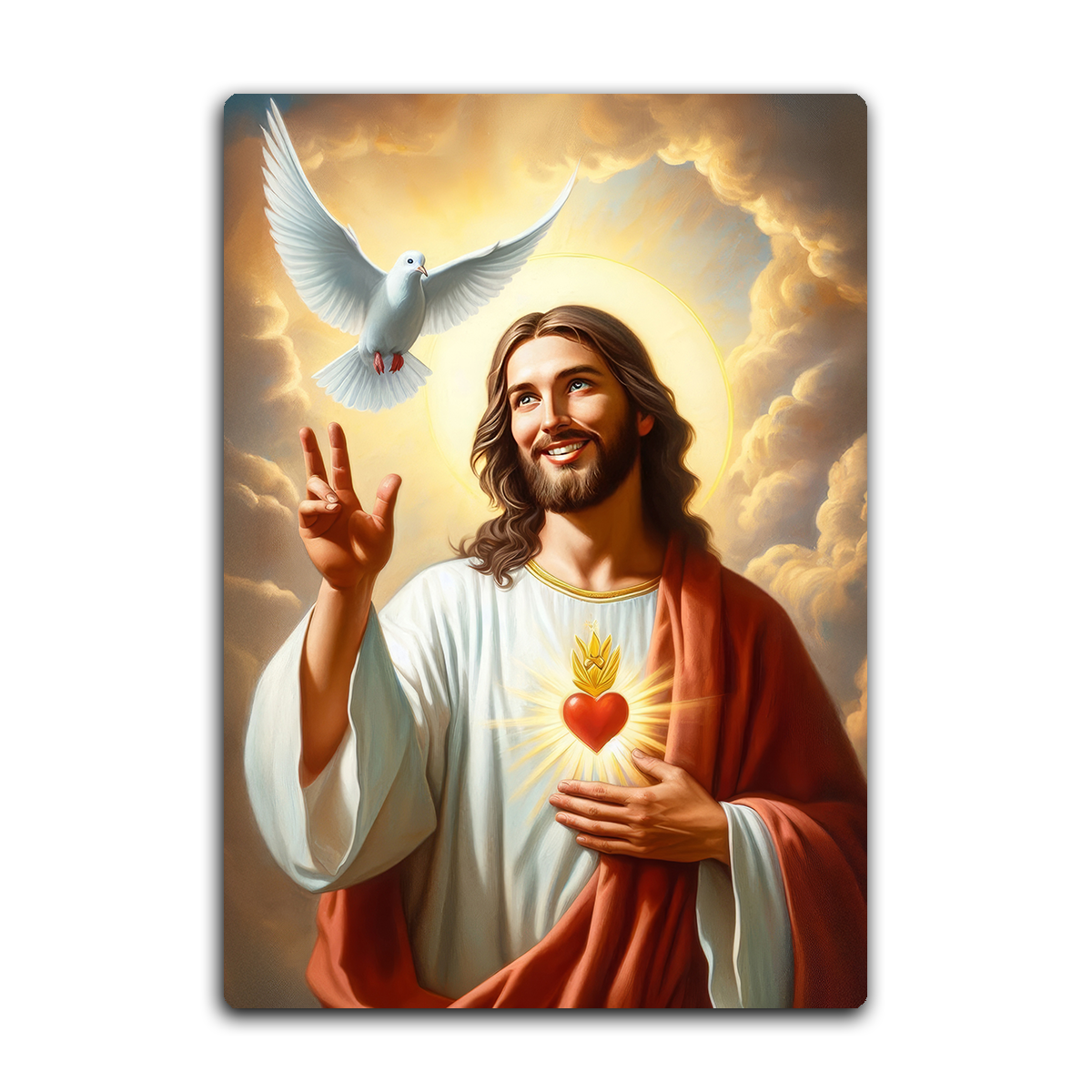 Sacred Heart & Holy Spirit – Faith and Peace Christian Metal Wall