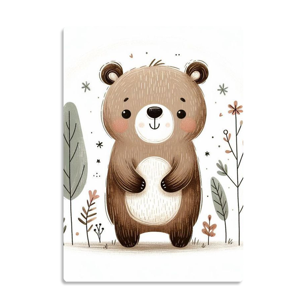 Cute Baby Bear Nursery Metal Wall Art