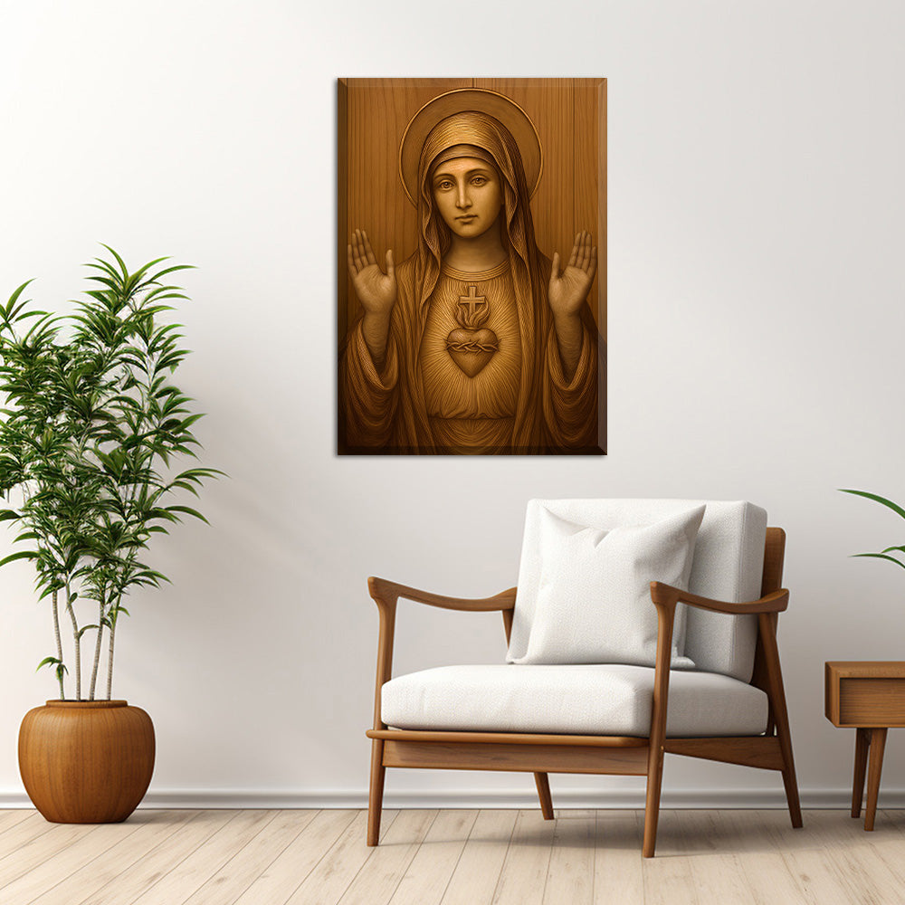 Immaculate Heart of Mary – Wood of Grace - Acrylic Wall Art