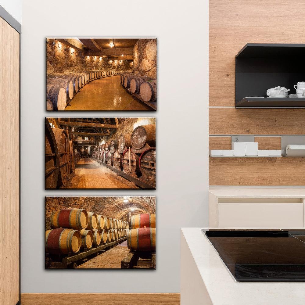 Cellar Barrel Elegance - 3Panel - PixMagic