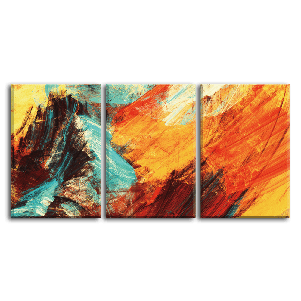 Chromatic Brushstroke Trio - 3Panel.