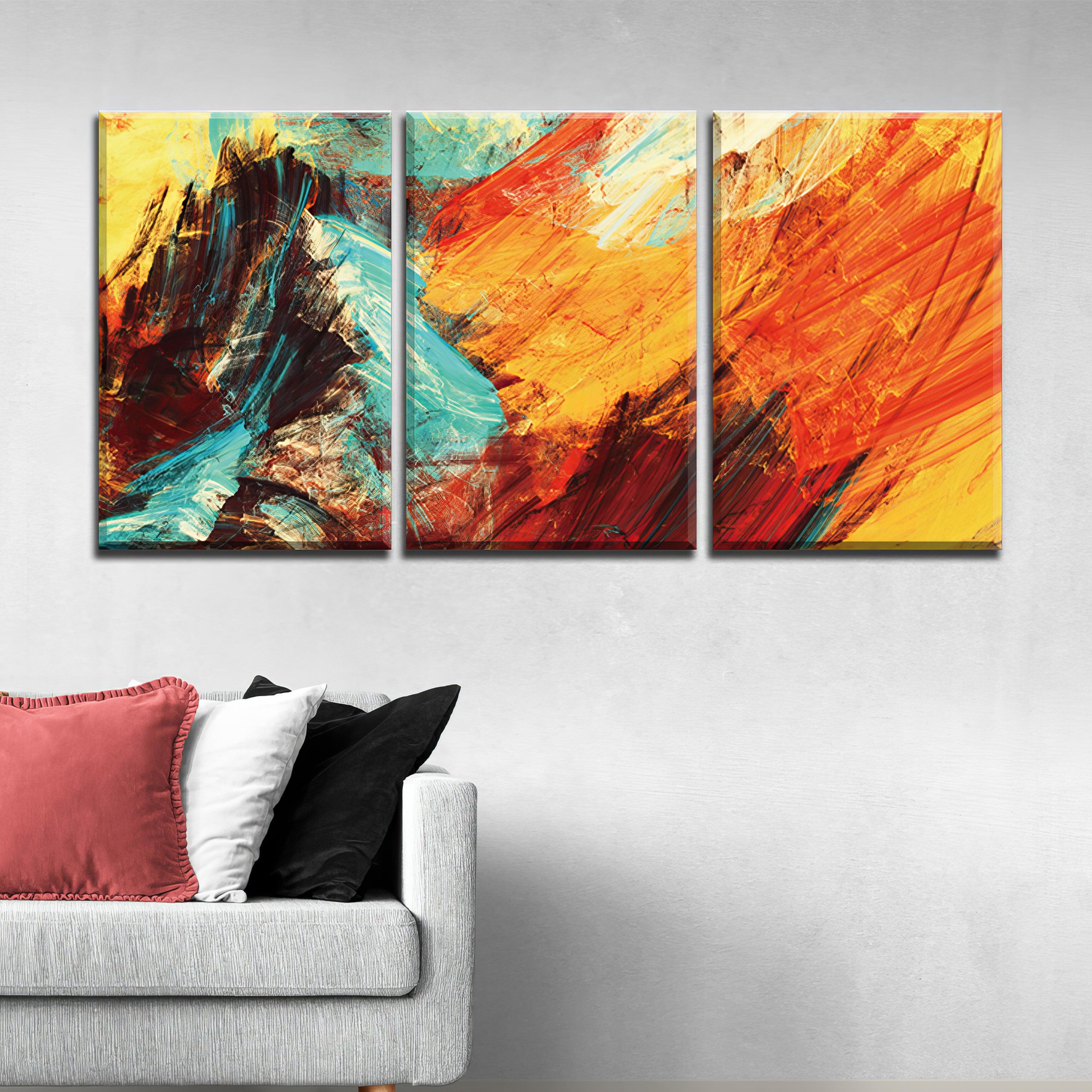 Chromatic Brushstroke Trio - 3Panel.