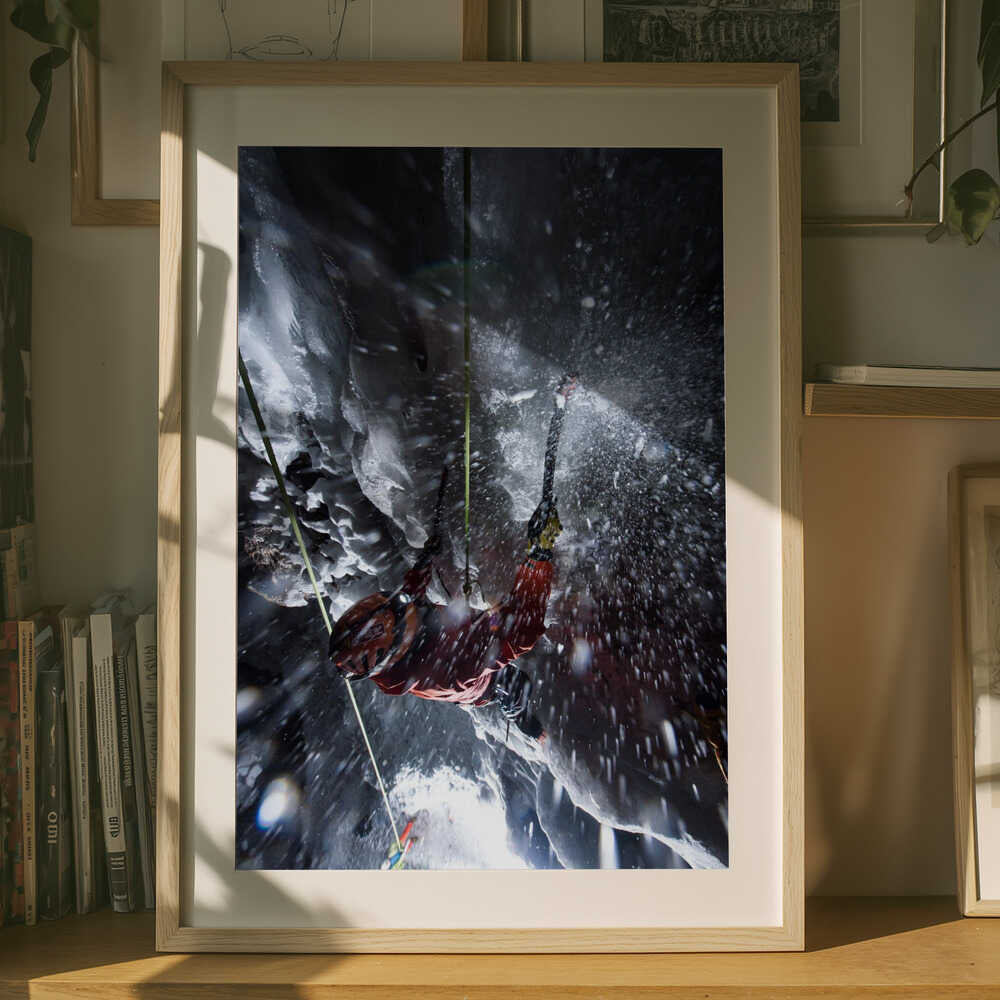 Frozen Ascent Ice Climber Metal Wall Art