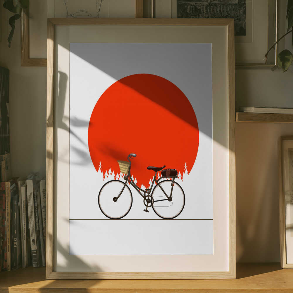 Crimson Horizon Cycling Metal Wall Art