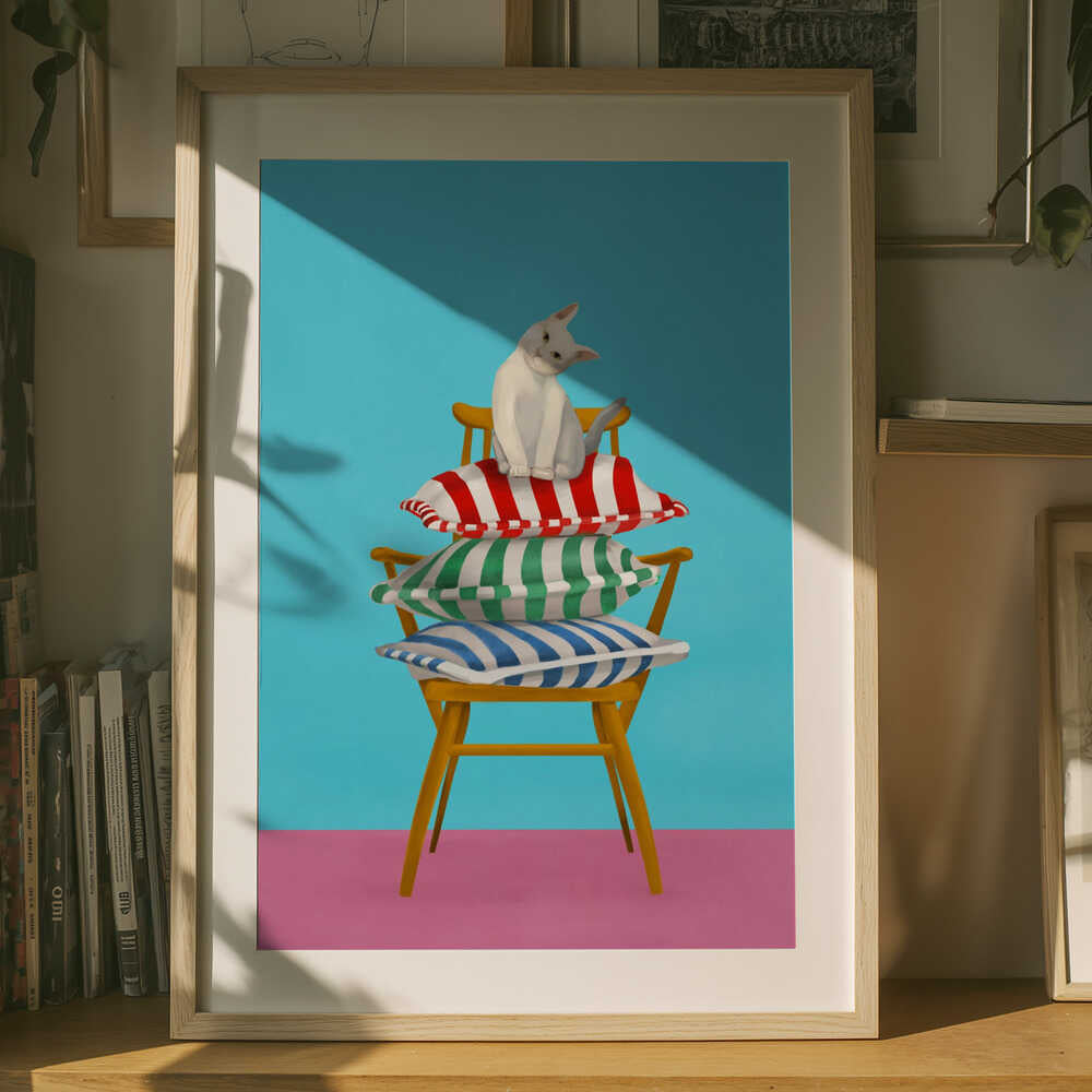 Curious Cat Balance – Playful Animal Metal Wall Art