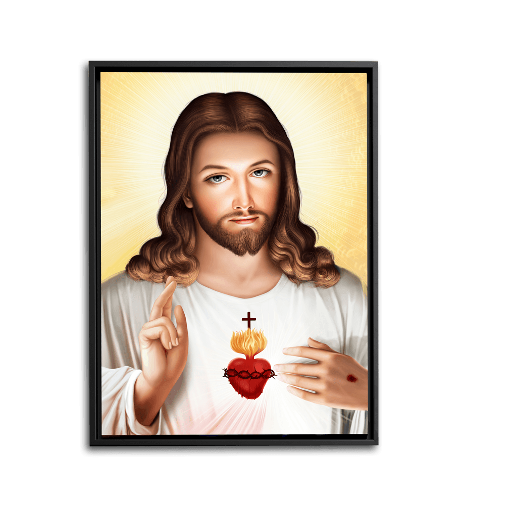 Jesus Sacred Heart Yellow - Framed - PixMagic