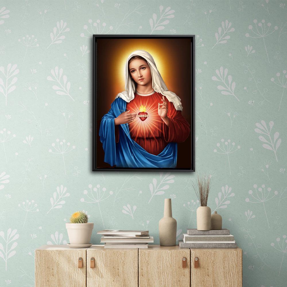 Mother Mary Heart - Framed - PixMagic