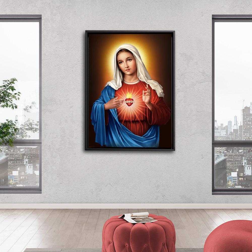 Mother Mary Heart - Framed - PixMagic