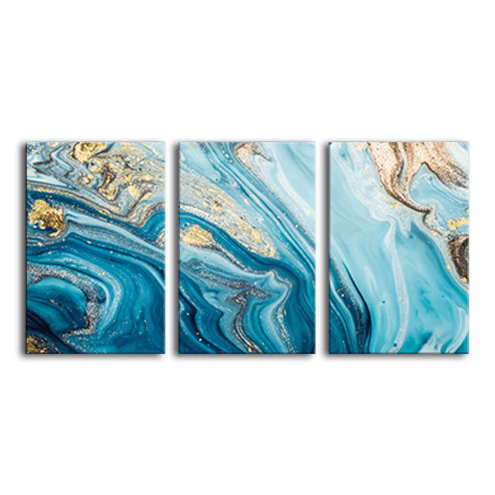 Oceanic Swirl Elegance - 3Panel.