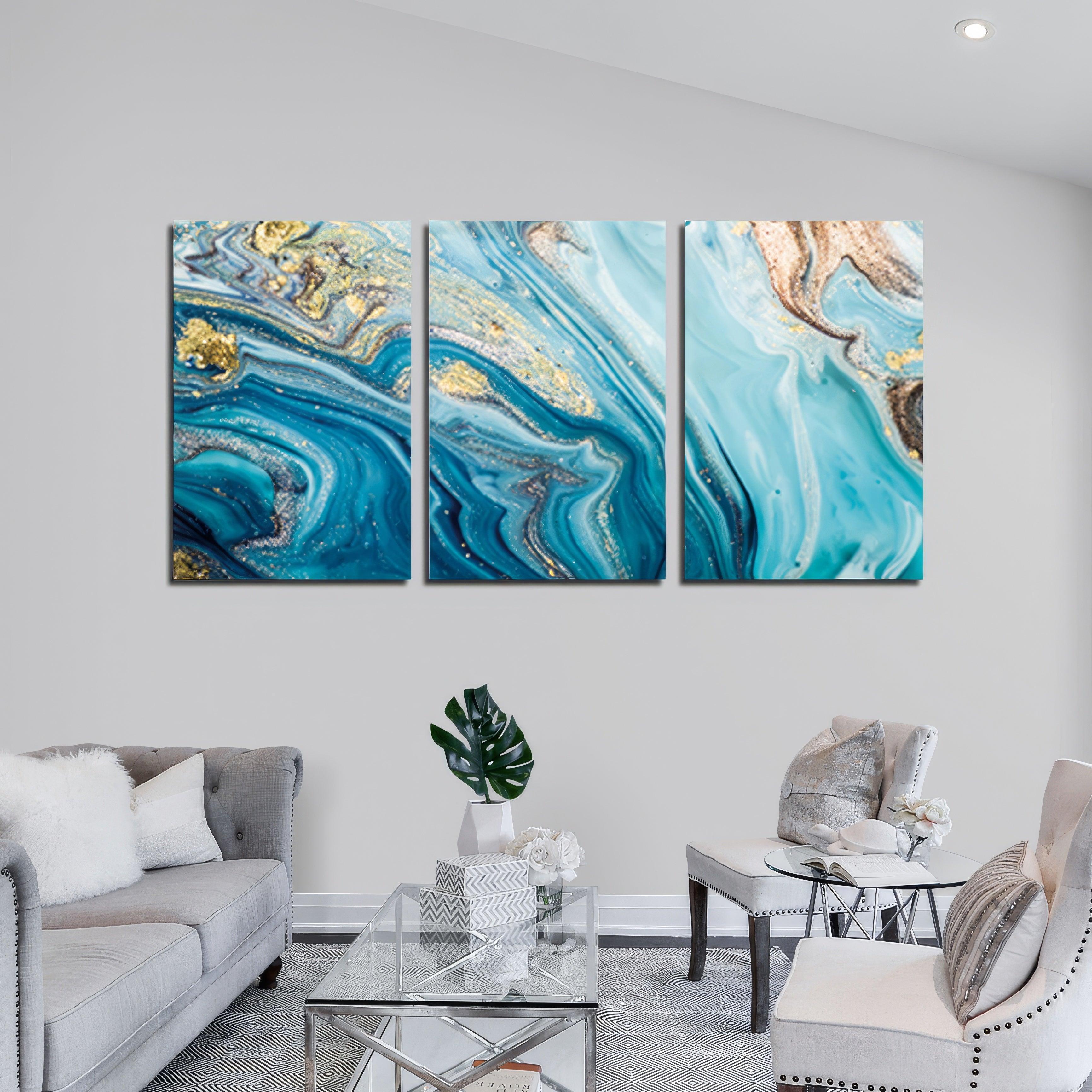 Oceanic Swirl Elegance - 3Panel.