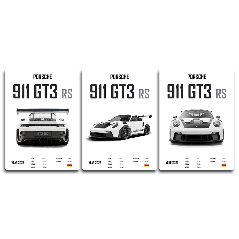 Porsche 911 GT3 RS - 3 Panel- HD Metal Print - PixMagic