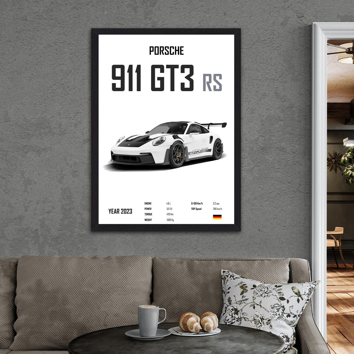 Porsche 911 GT3 RS White- HD Metal Print - PixMagic