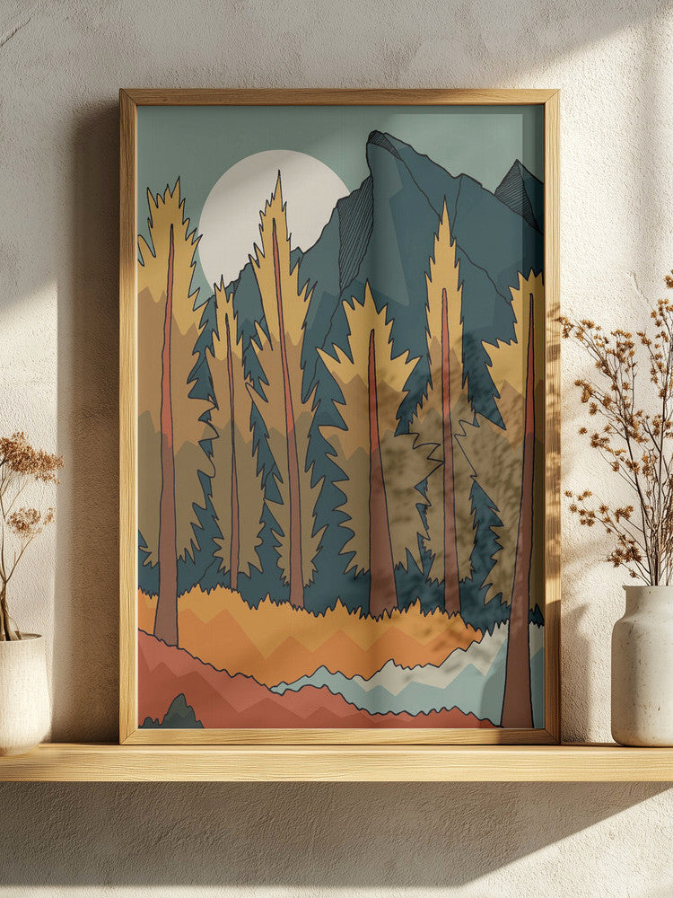 Minimalist Silent Mountain Forest Metal Wall Art