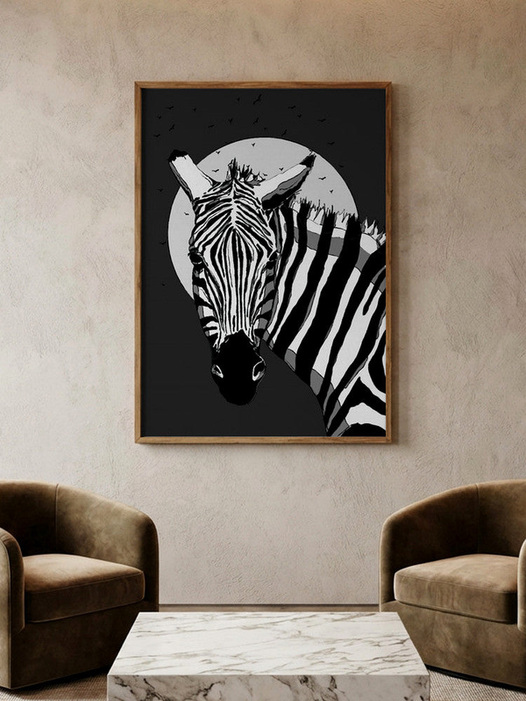 Monochrome Safari Zebra Minimalist Metal Wall Art