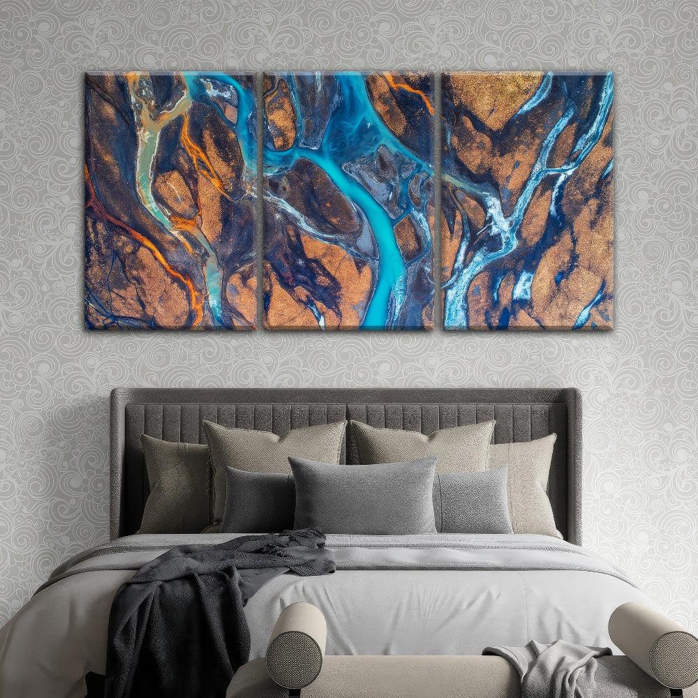 Riverine Veins Triptych-3Panel - PixMagic