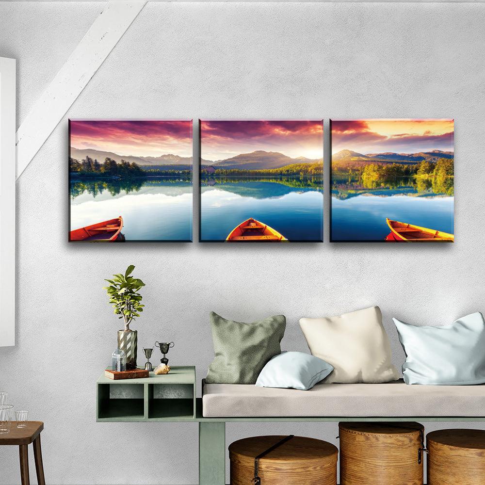 Serene Boat Haven - 3panel - PixMagic