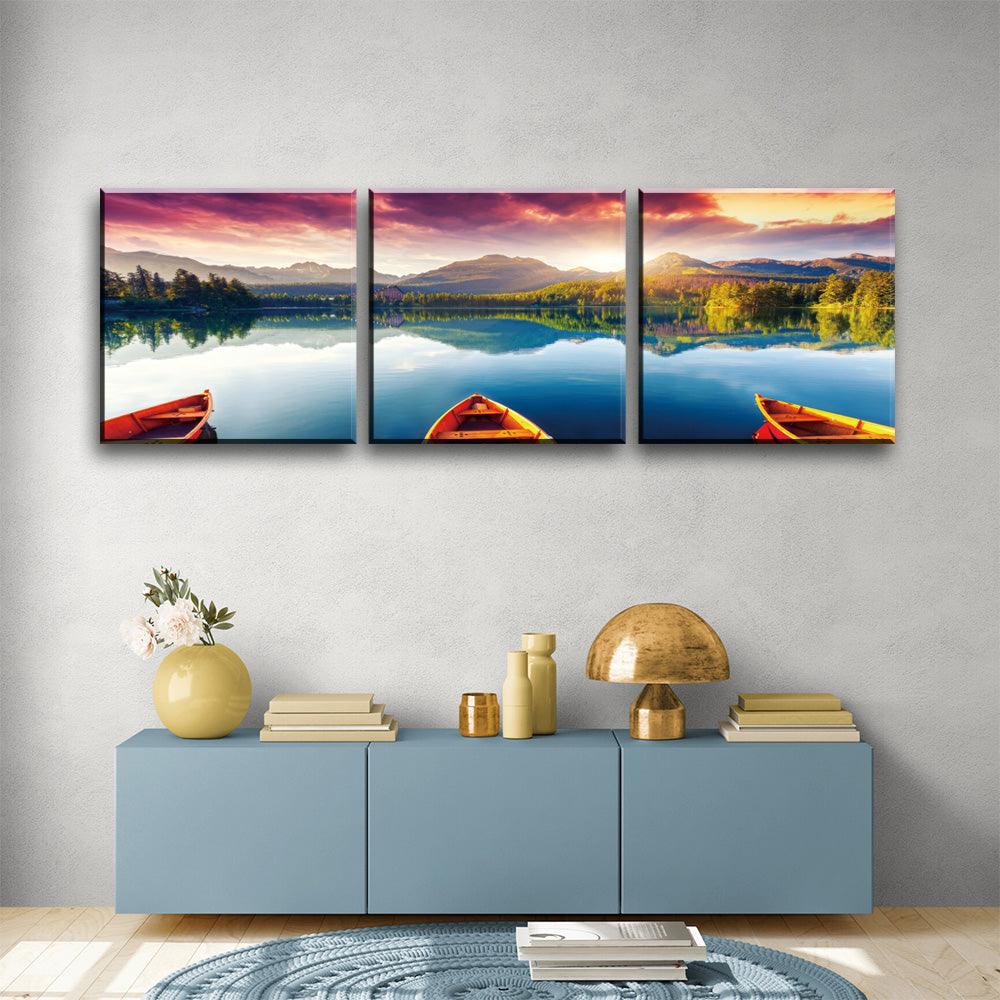 Serene Boat Haven - 3panel - PixMagic