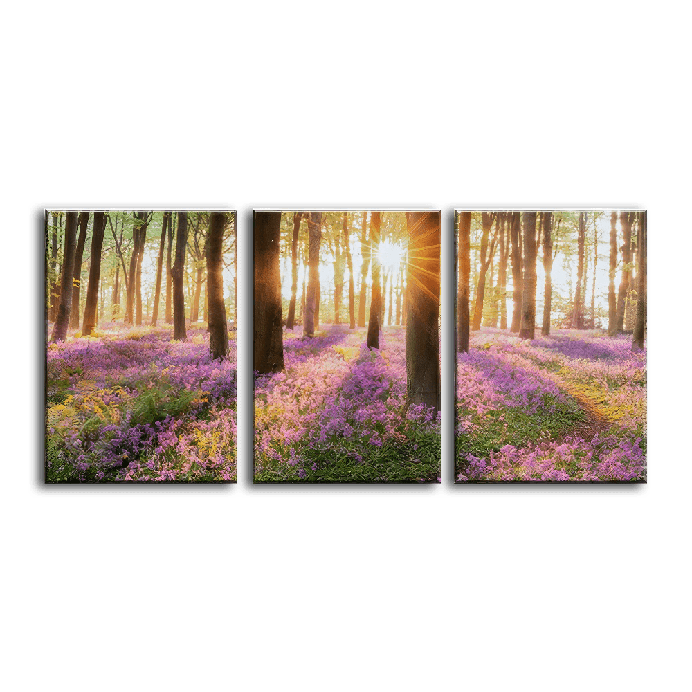 Sunlit Bluebell Glade - 3Panel - PixMagic