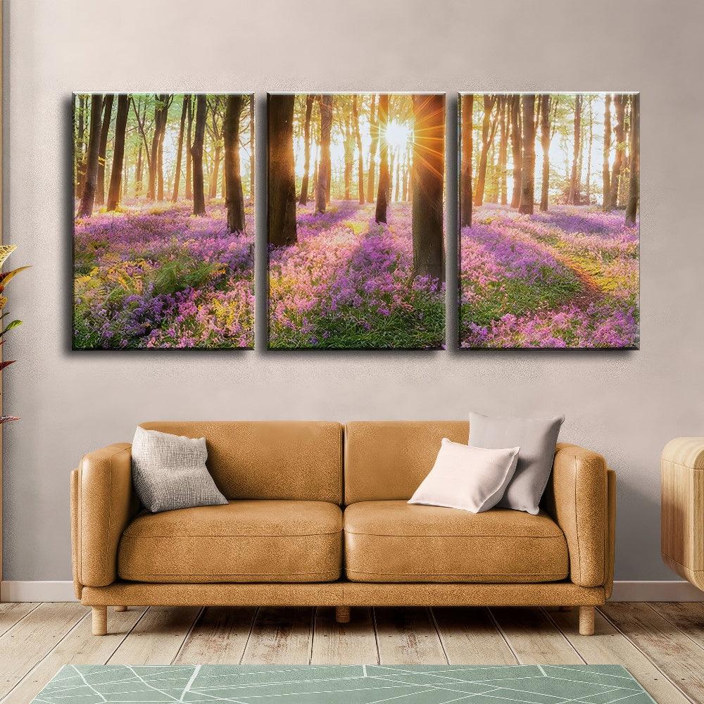 Sunlit Bluebell Glade - 3Panel - PixMagic