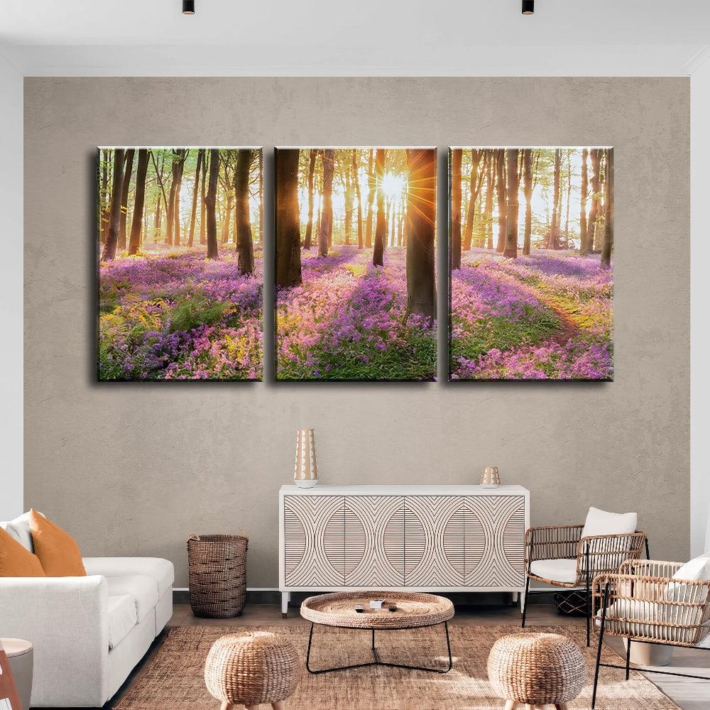 Sunlit Bluebell Glade - 3Panel - PixMagic