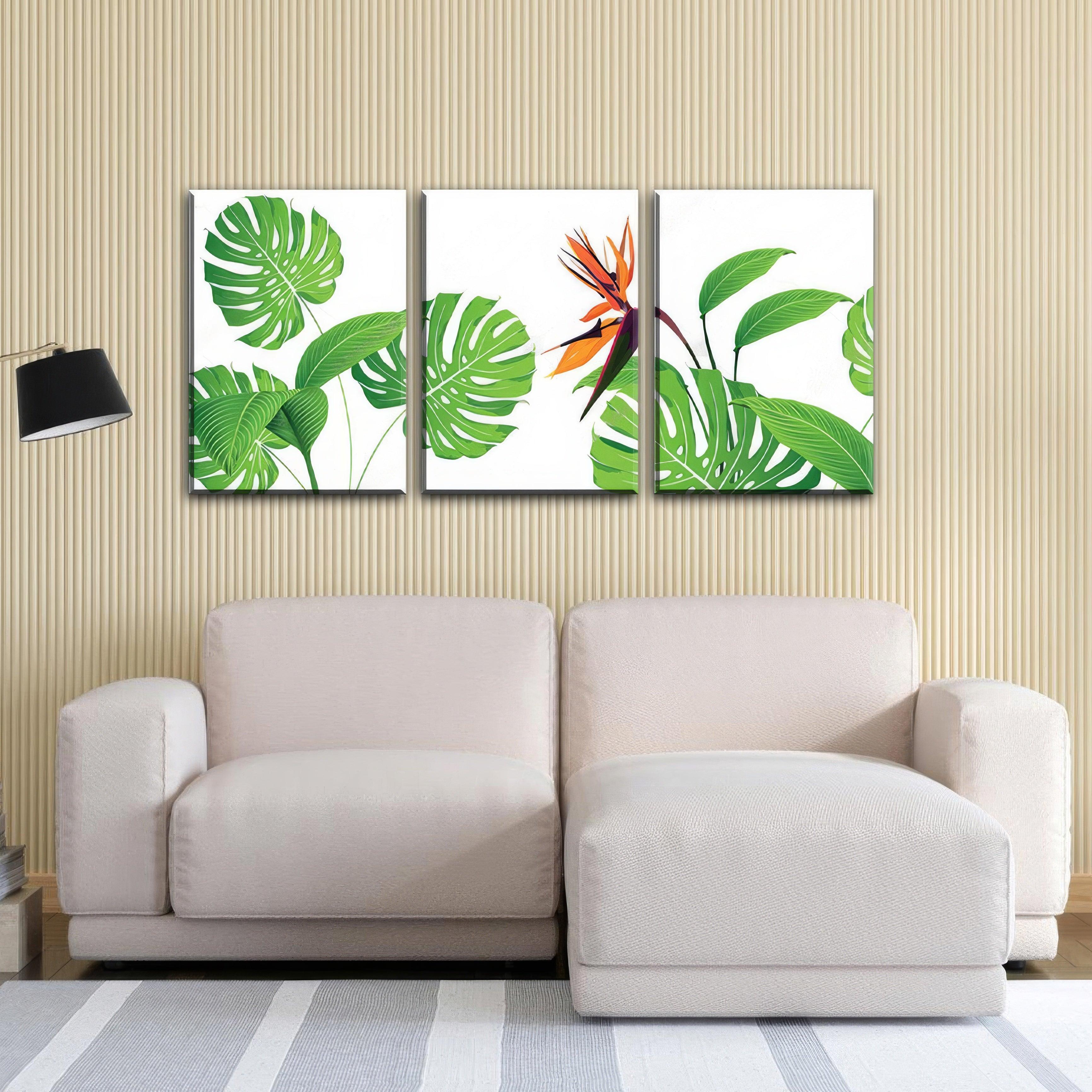 Verdant Leaves Triptych - 3panel - PixMagic