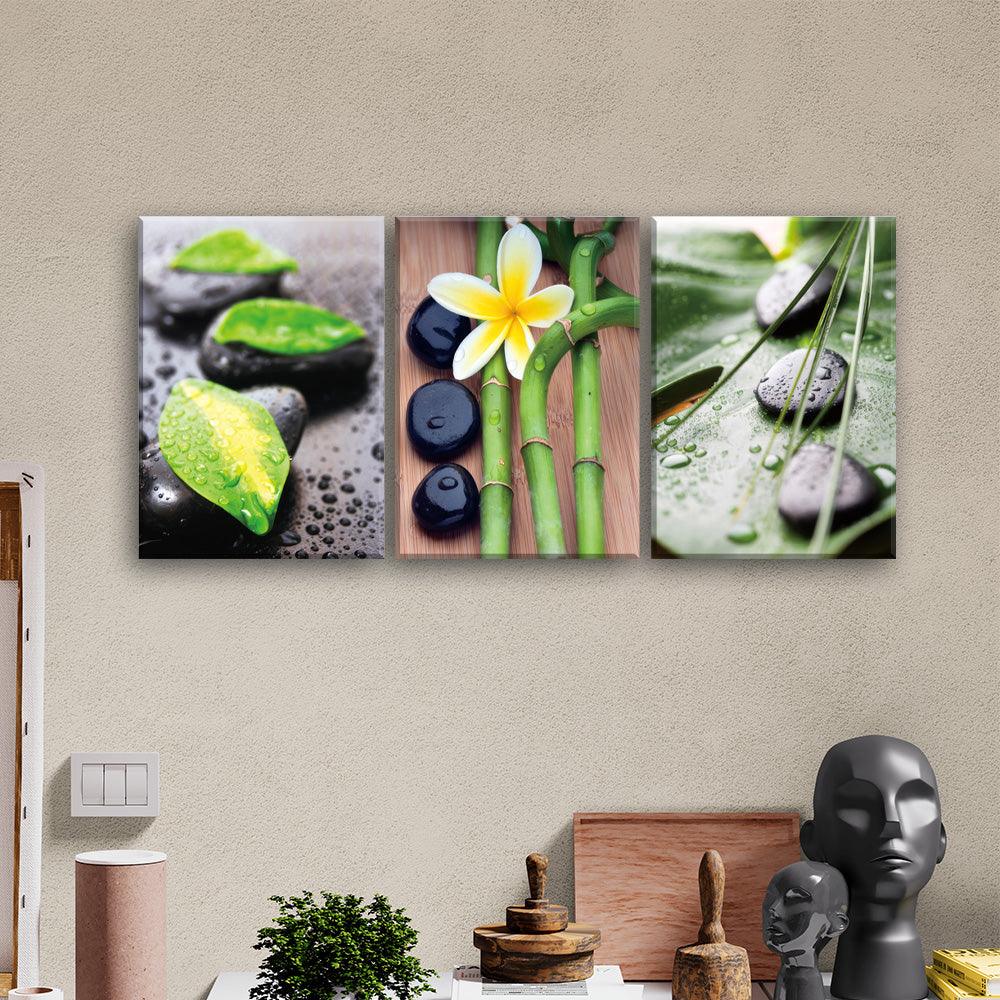 Zen Stone Leaves - 3panel - PixMagic